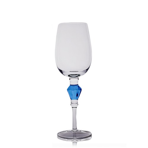 [101002108]  Facet Sapphire Blue Wine (Gold,9x21H CM, Glass)