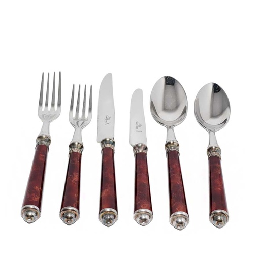 [101003003]  Set Of 6 Seville Brown Placesetting Cutleries (Black/Steel,27cm, Plastic/Metal)
