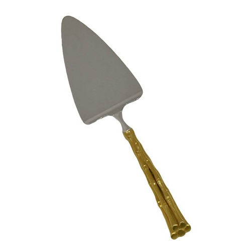 [103002075] 24Kt Gold Plated Cake Server (White/Gold,DIA 30CM, Porcelain)