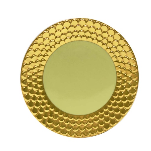 [1010011038] Aegean24Kt Gold  Sculpted Desert Platepeara (White/Gold,DIA 30CM, Porcelain)
