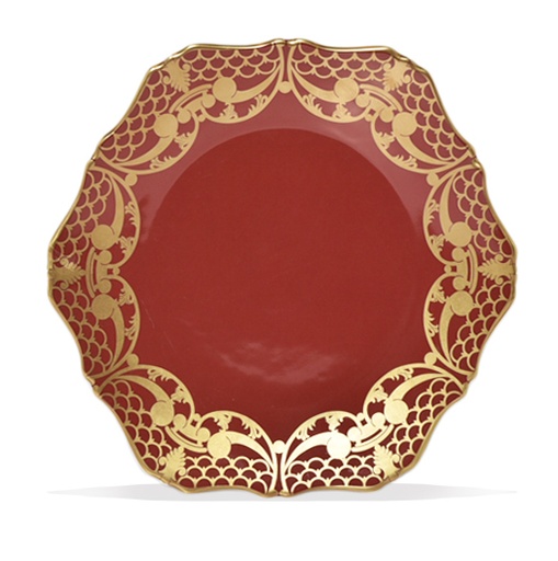[101001955] Alencon Rouge Dinner Plate (Red/Gold,29 cm, Ceramic)
