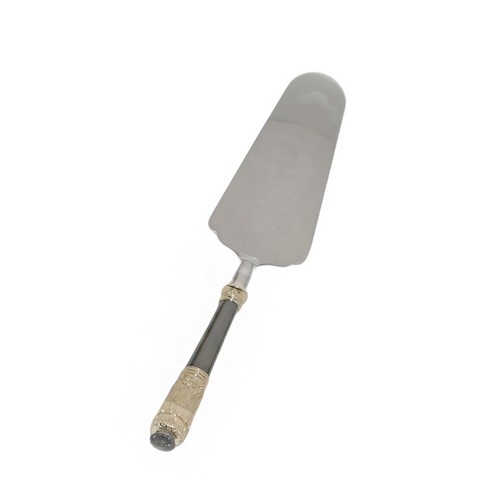 [103002010] Antique Gold & Oxidized Platinum Cake Server (Black,Ebony/Stainless Steel)