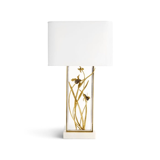 [110001442] Black Iris Table Lamp (Crystal,D150 CM, Gold/Brass)