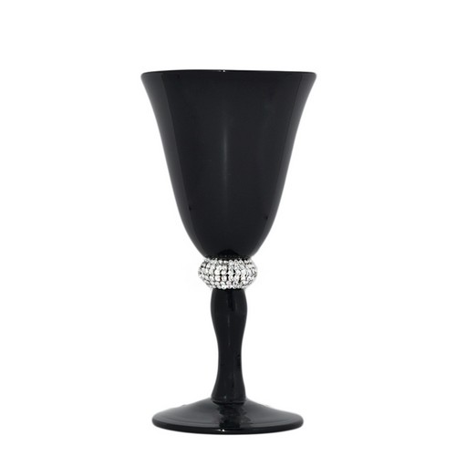 [101002040] Black Juice Glass Diva Noir Swarovski Crystals (Yellow,8.5x8.5x28.5H cm, Glass)