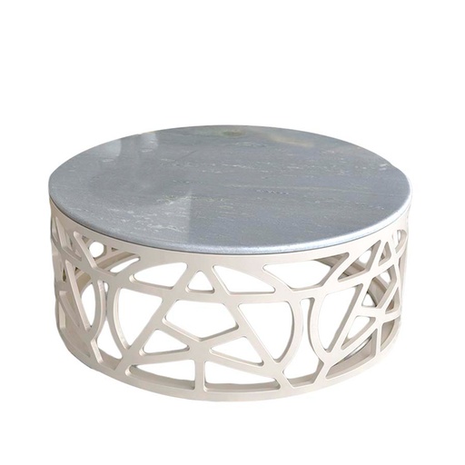 [202001185] Blue Pyrite Coffee Table (Cream,55x60x81H CM, Upholstered)