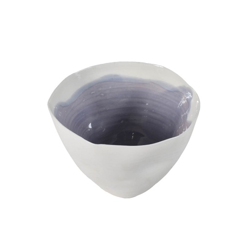 [102001548] Bowl Violet High White Edge Soft (Beige/Silver,12x12x6H cm, Porcelain)