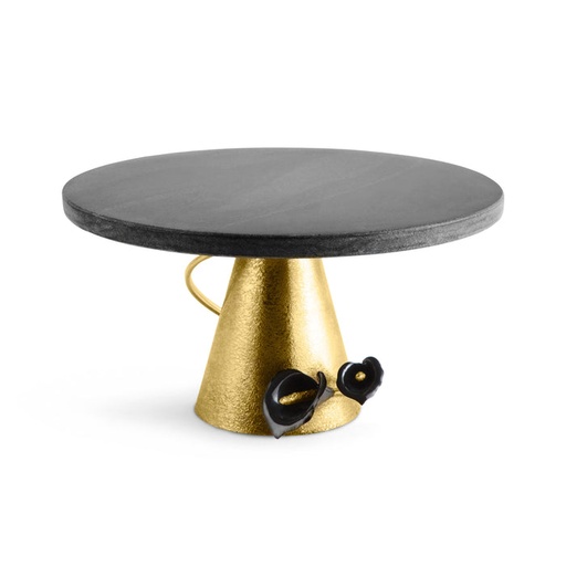 [102015006] Calla Lilly Cake Stand-Midnight (Midnight,DIA28x15H, Marble/Brass)