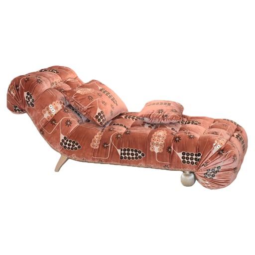 [206004016] Caterpilar Tufted Chaise Longue (Peach/Copper,195x80x80, Upholstered)