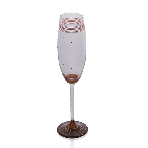 [101002059] Champagne Glass/Bohemia Orange (Clear/Green, 8x30H CM, Glass)