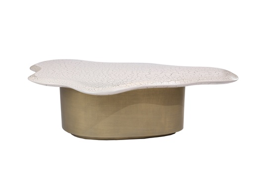 [202001144] Cloud Coffee Table Black Base W/Gold Leaf Top (Brass,80x75 CM, Upholstered)