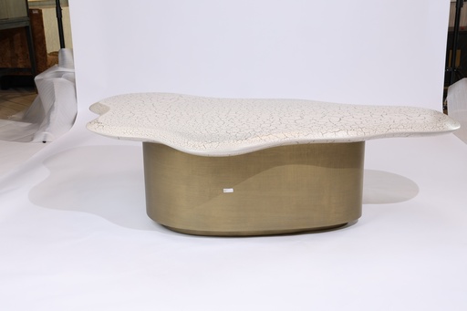 [202001144] Cloud Coffee Table Black Base W/Gold Leaf Top (Bronze/Gold/Acrylic,64x64x61H CM & 49x49x51H CM, Top Acrylic ,Base Metal)