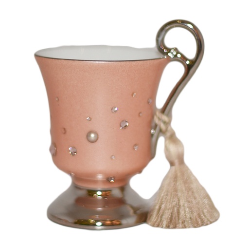 [102003074] Coffee Chalice Whandle Glamour Swarovski (Red,12.5x5.5x6.5, Ceramic)