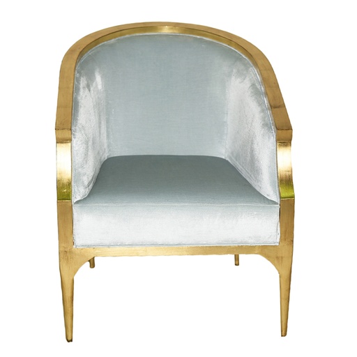 [206003077] Curved Paris Armchair With Celine Gold Fabric