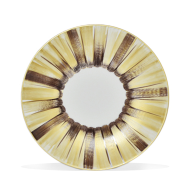 [1010011173] Dessert Plate  Dpj Panache  Pink Yellow (Gold Trim,DIA 23 CM, Porcelain)