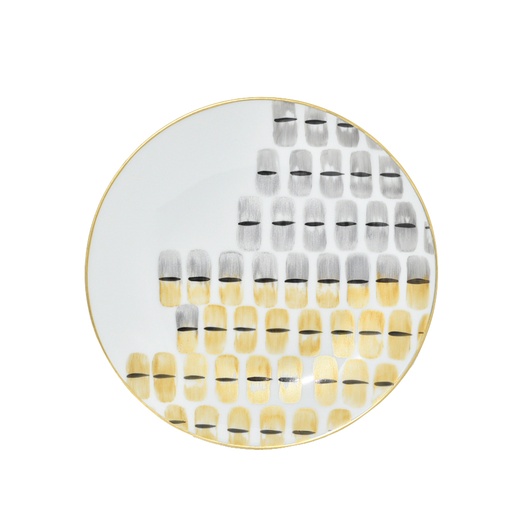 [1010011182] Dessert Plate Jersey (Gold Trim,DIA 23 CM, Porcelain)