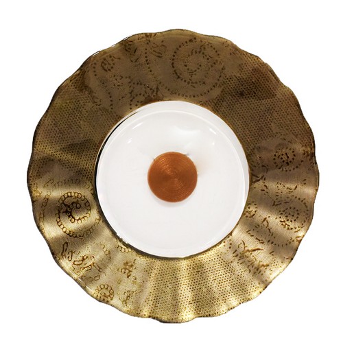 [101001245] Dessert Silver Plate (Green/Gold,DIA20CM, Porcelain)