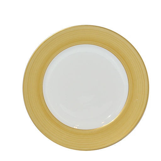 [1010011163] Dinner Plate Dip Bamboo Gold White (Gold Trim,DIA 23 CM, Porcelain)