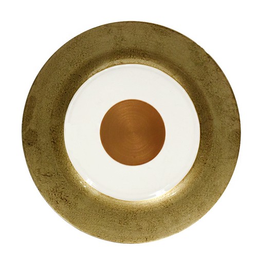 [101001127] Dinner Silver Plate (Gold Trim,DIA 23 CM, Porcelain)