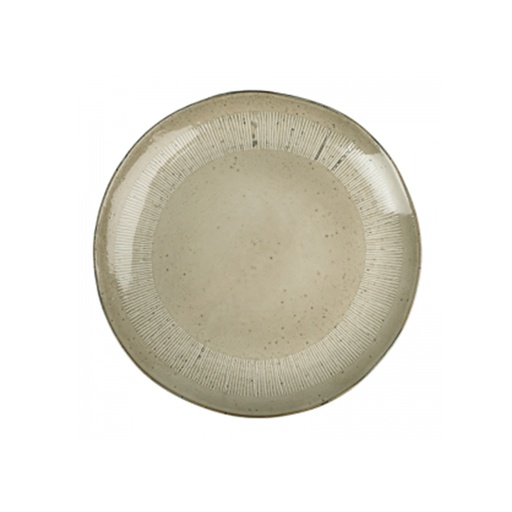 [1010010025] Enzo Serving Plate Sand (Gold Trim,DIA 29 CM, Porcelain)