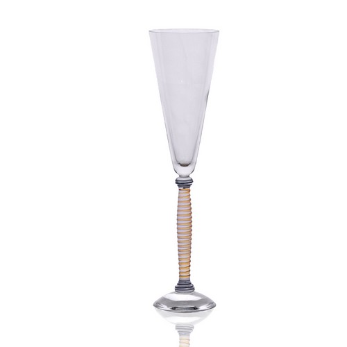 [101002167] F Champagne Flute Org/Grey S/2 (Clear,7.5x28.5H, Glass)