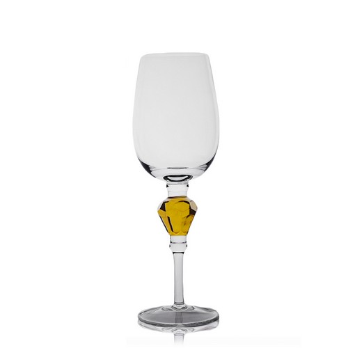 [101002113] Facet Amber Yellow Wine (Embroidery,9.5x18H CM, Glass)