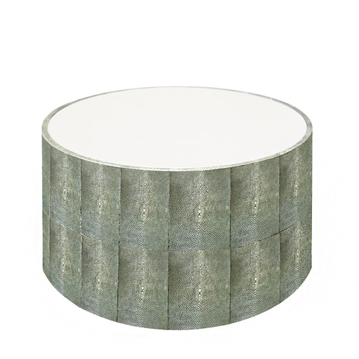 [202002273] Faux Shagreen Coffee Table. (White Onyx And Light Gold,L - 99.06 , W- 43.2 , ht - 53.3, Light Gold On Metal)