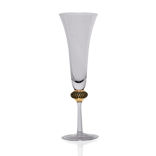 [101002115] Flute With Red Austrian Cut Crystals Black Diamond (Clear/Red,8x25H CM, Crystal)