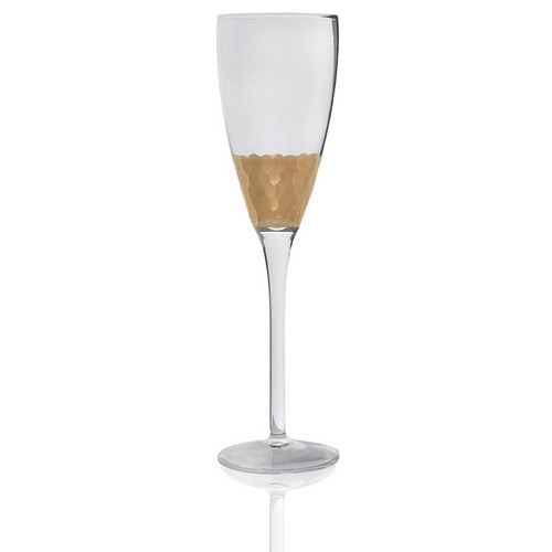 [101002015] Glass Sparkling Flute Glass. (Clear/Bronze,7x7x25H cm, Glass)