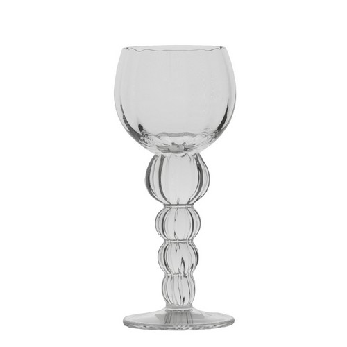 [101002174] Glass Verre Vin Cotes Opt Vert (Clear/Bronze,7x7x25H cm, Glass)
