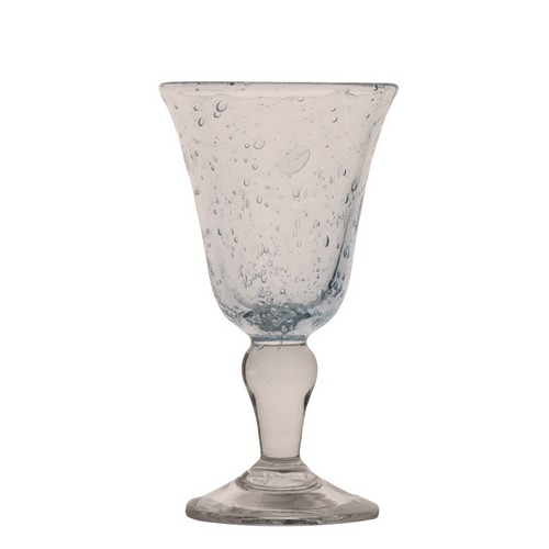 [101002176] Goblet Blue Daisy Medium (Clear,8x22.5H CM, Glass)