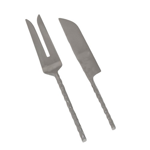 [103001059] Set of 2 Hammered Carving Set (Green,27.5cm, Metal)