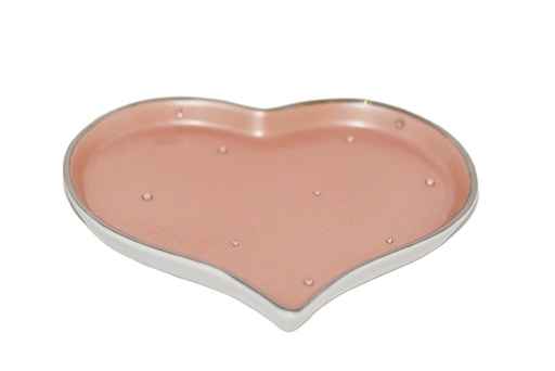 [102004200] Heart Tray Glamour Swarovski Crys&Pearls (Gold/Rouge,25x25cm, Ceramic)