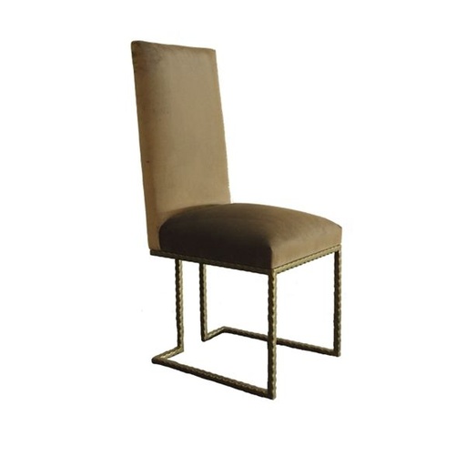 [206001073] Iron Chair Oro Rosa W/F Imperio (Cream/Bronze,DIA32xH46, Shagreen)