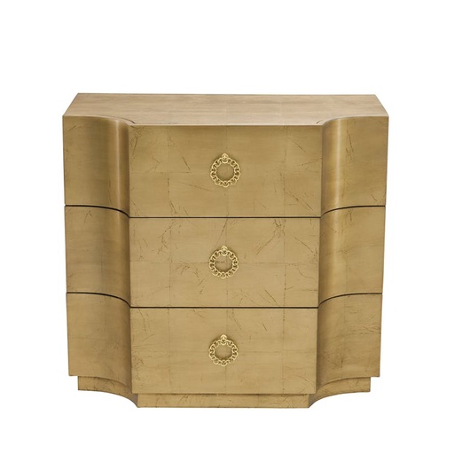 [201008004] Jet Set Gold Leaf Chest (Gold,86x49x78H, Maple Vene)
