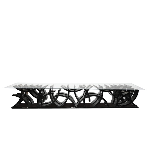 [202003015] Large Dining Table Black (Black,114x30x229, Wood)
