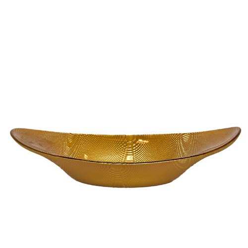 [102001764] Lifos Metallic  Oval Bowl (Bluet/Gold,33xH1.5 CM, Glass)