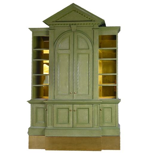 [201003084] Monumental Shagreen Cabinet (Green/Gold,180x50x250, Shagreen)