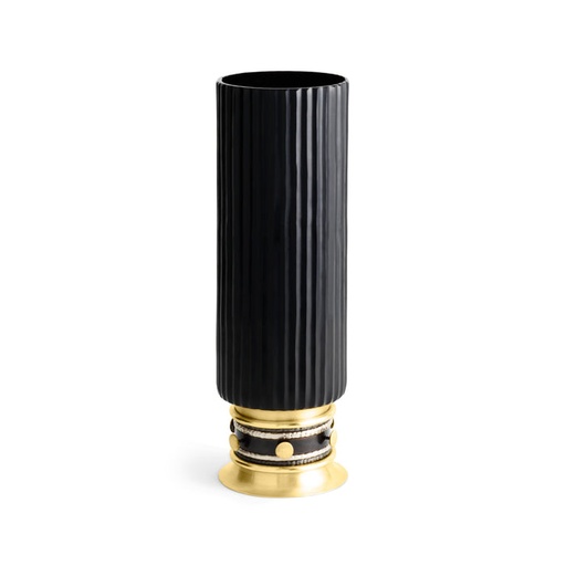 [1070022381] Naga Glass Vase Obsidian Glass Goldtone (Charcoal,H: 33.02CM, Charcoal)
