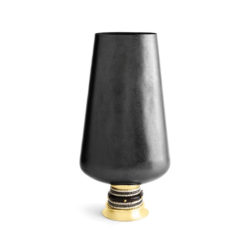 [1070022380] Naga Vase Hand Textured (Charcoal,H: 33.02CM, Charcoal)