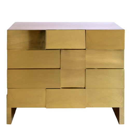 [205001046] Natural Resin Chest (Cream/Gold,66X46X77CM, Resin/Brass)