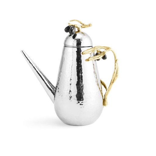 [102009009] Olive Branch Olive Oil Dispenser (Silver/Gold,8x11x8.2, Stainless Steel/Brass)