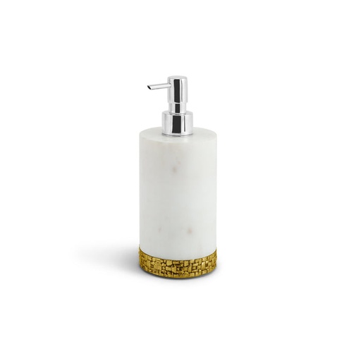 [104007032] Palm Soap Dispenser (White/Gold,DIA 8x20, Marble/Antique)