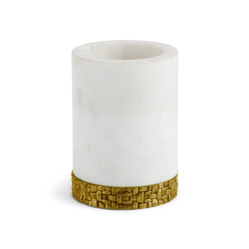 [104007031] Palm Tooth Brush Holder (White/Gold,DIA9.52 CM, Stainless Steel/Brass)