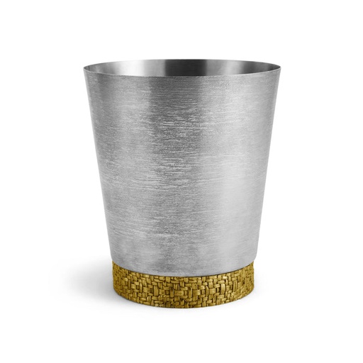 [104001204] Palm Waste Basket Tabletop (White/Gold,DIA 7.5x13, Marble/Antique)