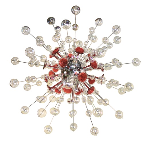 [207002004] Nova Chrome Chandelier (Clear/Gold,30x40xH100, Brass/Glass)