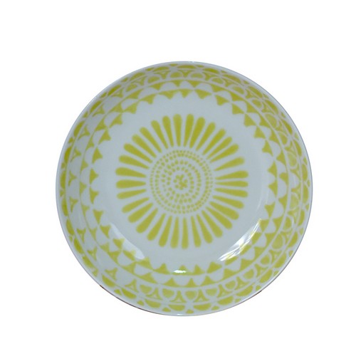 [101001264] Piatto Fondo Porcellana Grafismi Giallo