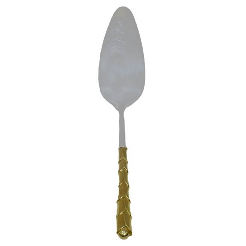 [101001966] Pie Server Neptune Gold Plated Handle (Green,25.5cm, Metal/Strass)