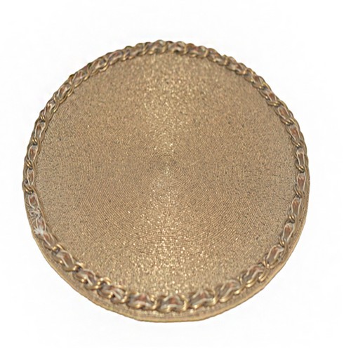 [101005021] Placemat:Gold Chainlink W/ Velvet (White,45x46x14 H CM, Porcelain)