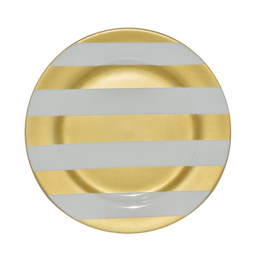 [1010011162] Plate Jersey Ppj Transat  Gold White (White/Gold,DIA 35CM, Porcelain)