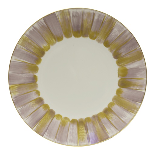 [1010011165] Presentation Plate Jersey   Grey White (Gold Trim,DIA 23 CM, Porcelain)